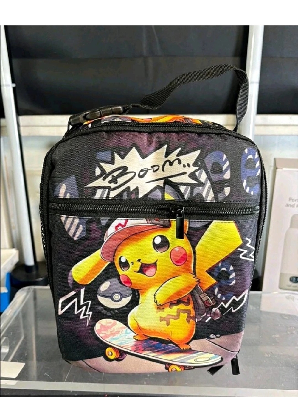 Qty 3 Pikachu Skateboard Graphic Lunch Bag - Yellow